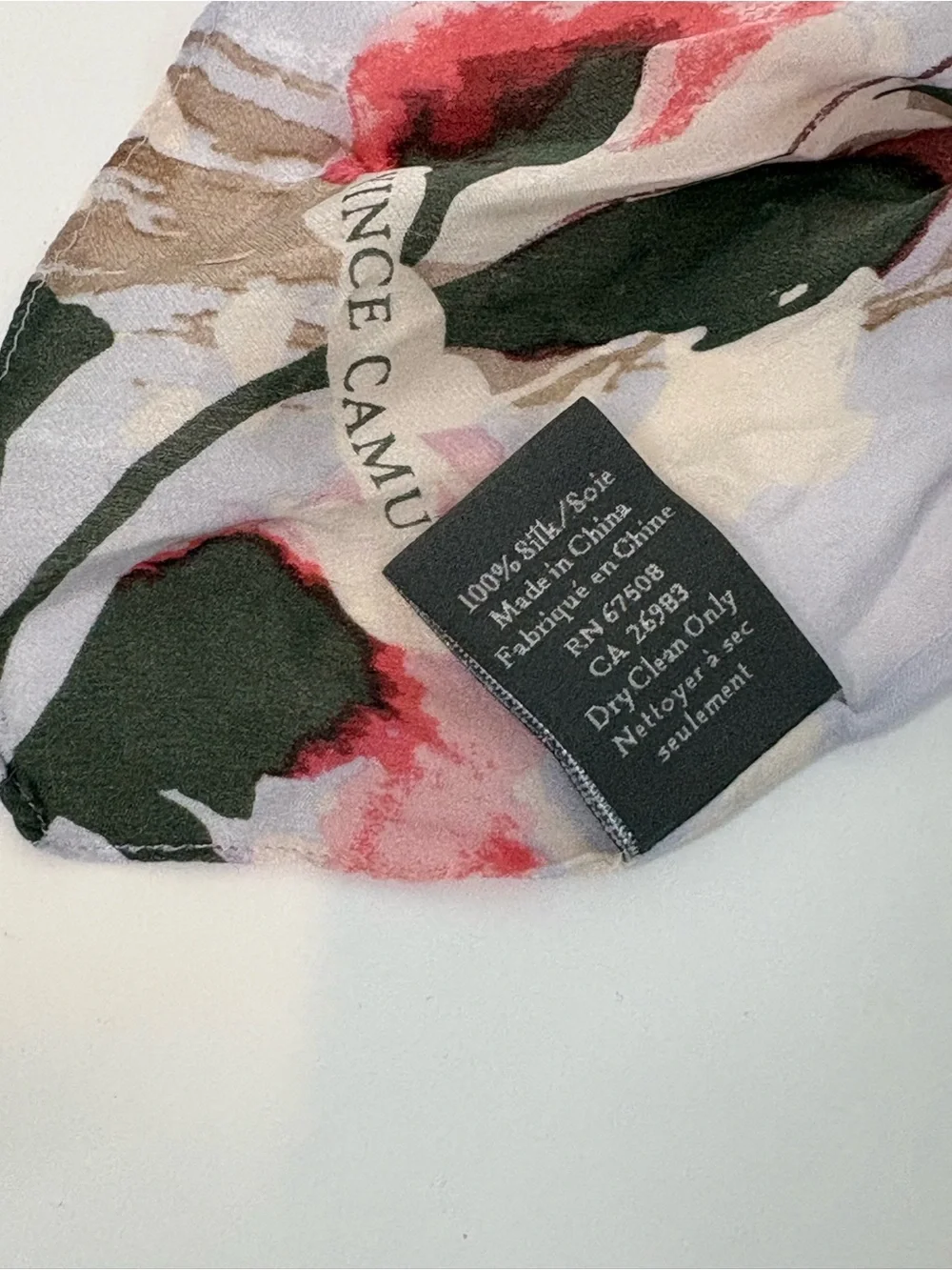 Vince Camuto Scarf Womens 72x18 Blue Neutral Floral Silk Rectangular Lightweight